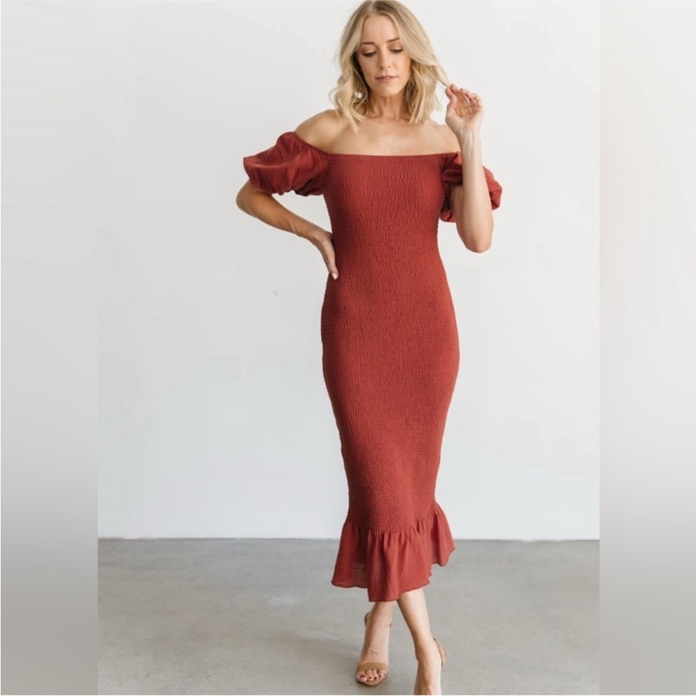 NWT Baltic Born Alana Clay Smocked Midi Dress Medium